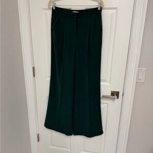 Leith Dark Green Wide-Leg Pants